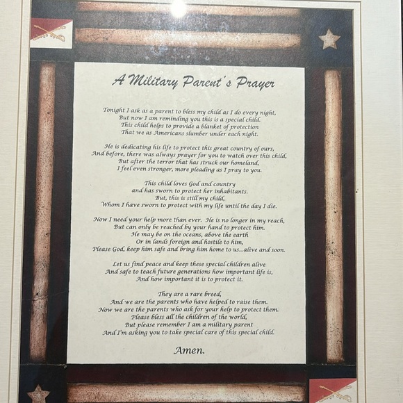 A Military Parent’s Prayer framed. - Picture 3 of 3